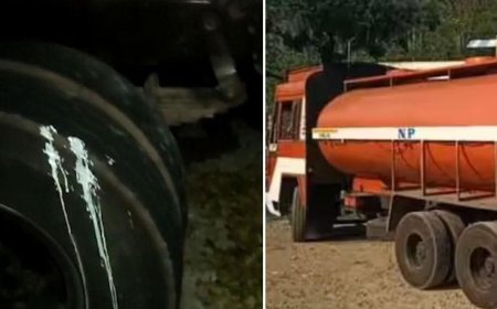 മായം കലര്ന്നതെന്ന സംശയം; സ്റ്റേഷനില് സൂക്ഷിച്ച പാല് ലോറിയുടെ ടാങ്കര് പൊട്ടി, ചോര്ച്ച