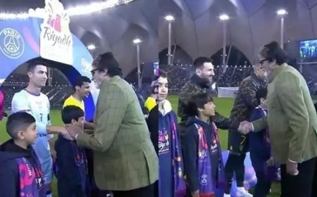 ഫുട്ബോൾ സൂപ്പർ താരങ്ങൾക്ക് കൈ കൊടുത്ത് അമിതാഭ് ബച്ചൻ; വീഡിയോ വൈറൽ