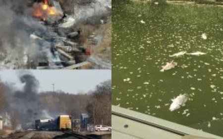 പാളം തെറ്റിയ ട്രെയിനിൽ നിന്നും പുറത്തുവന്ന  രാസവസ്തുക്കൾ മൂലം ചത്തൊടുങ്ങിയ  ജലജീവികളുടെ മരണസംഖ്യ 43,700 കവിഞ്ഞതായി അധികൃതർ