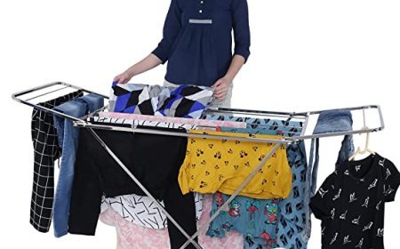 LiMETRO STEEL Stainless Steel Foldable Cloth Dryer Stand Double Rack Cloth Stands for Drying Clothes Steel (Cross)