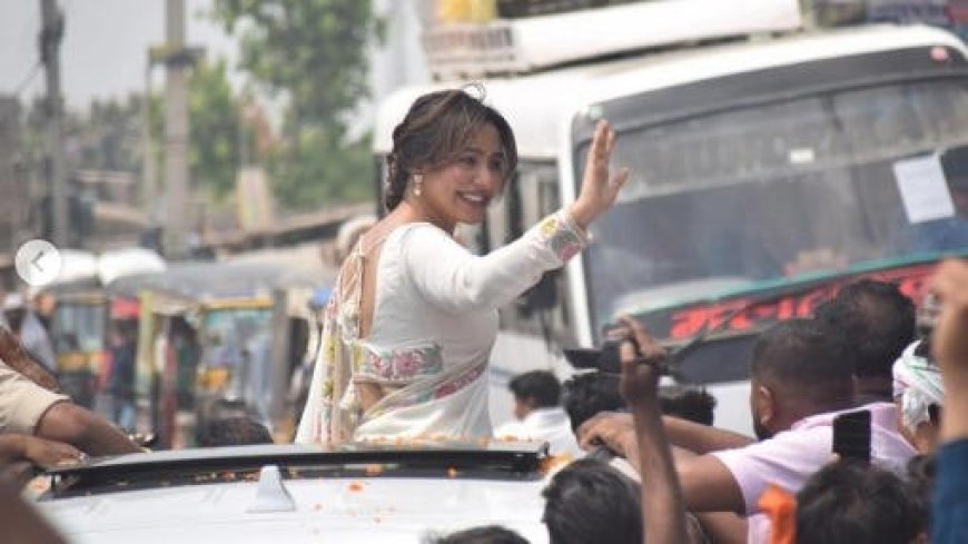 Actor Neha Sharma holds roadshow in support of father in Bihar's Bhagalpur