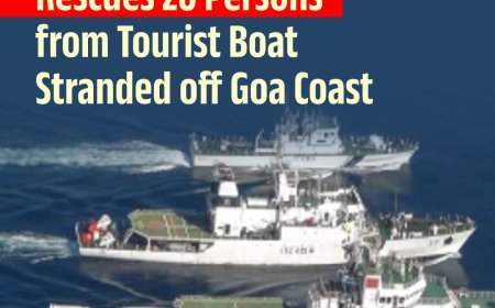 Indian Coast Guard Rescues 26 Persons from Tourist Boat Stranded off Goa Coast