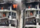 Flat catches fire; 35-year-old man and two children die after jumping from seventh floor