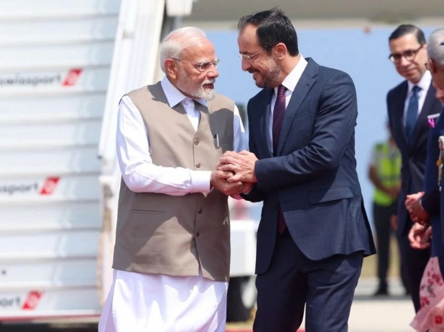 Warm welcome for PM Narendra Modi in Cyprus