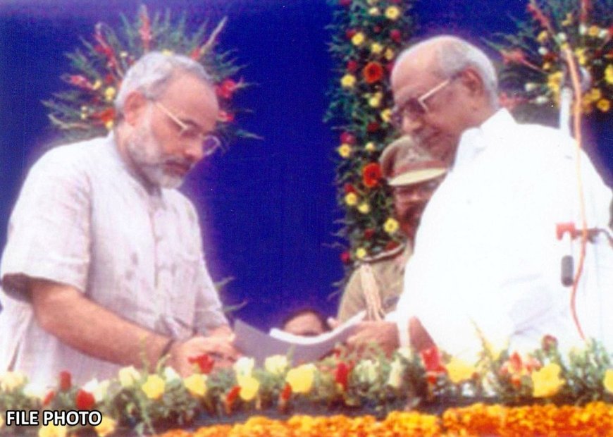 25 years as Head of Government; PM Narendra Modi shares picture of himself taking oath as Gujarat Chief Minister
