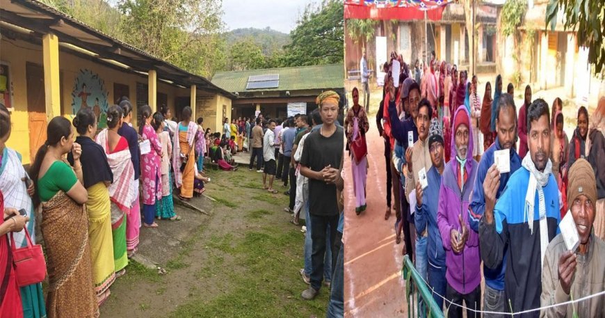 Long queues of voters in Assam and Puducherry; 38.9% polling in 126 constituencies in Assam till 11 am; 37.1% polling in Puducherry