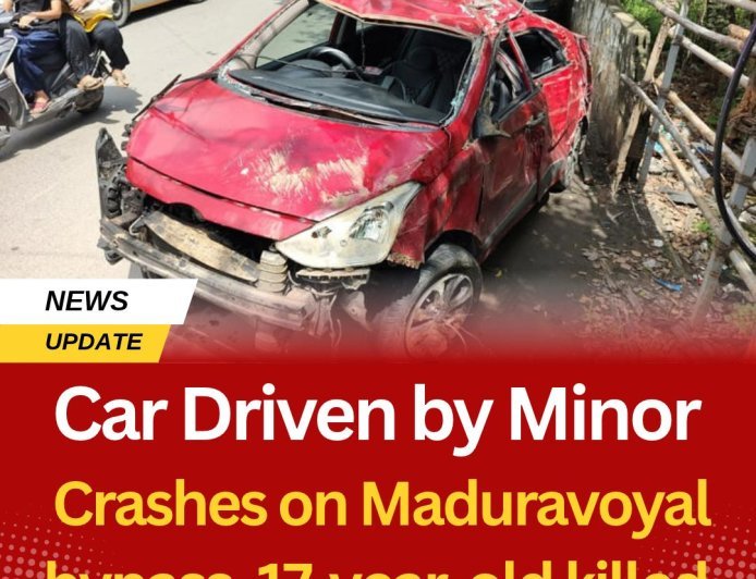 Car driven by minor crashes on Maduravoyal bypass, 17-year-old killed
